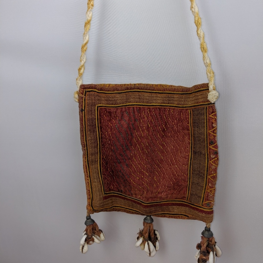 Thailand Hill tribe hand woven conch shells bag